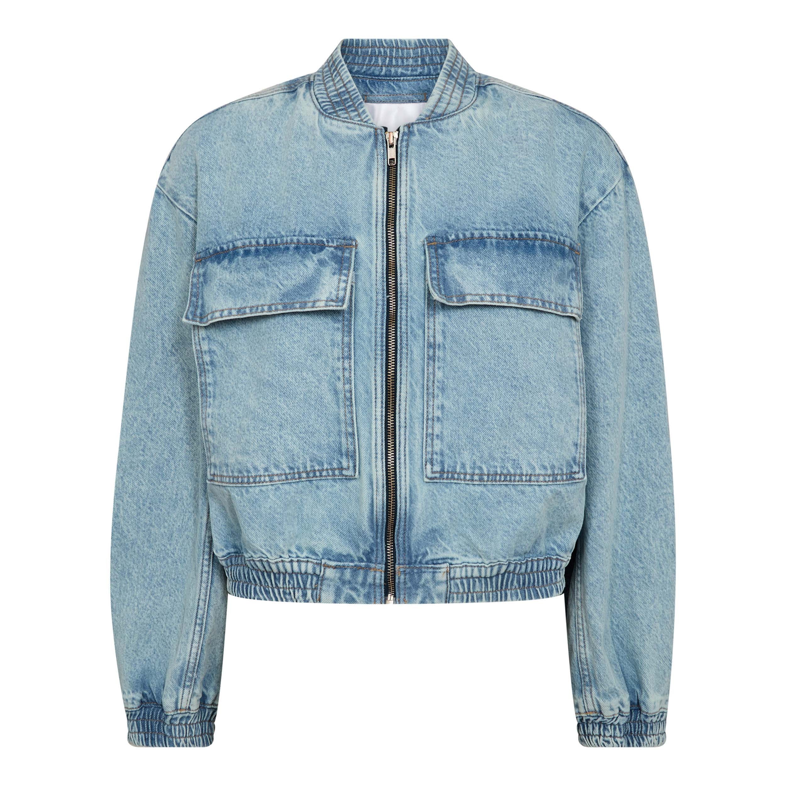 Pale Blue Cotton Bomber Jacket – Co'Couture