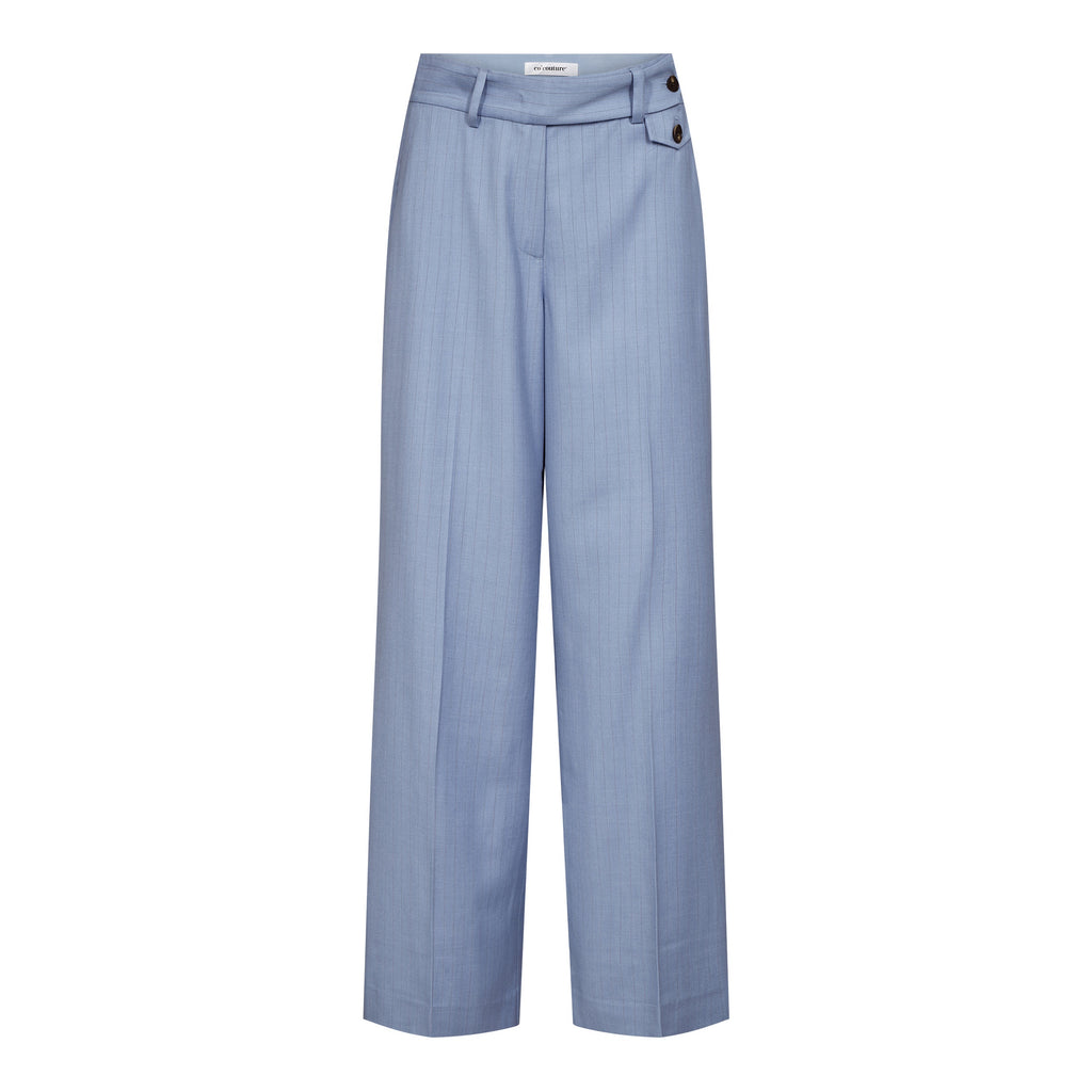 Pinstripe Tailored Trousers – Pale Blue | Co'Couture