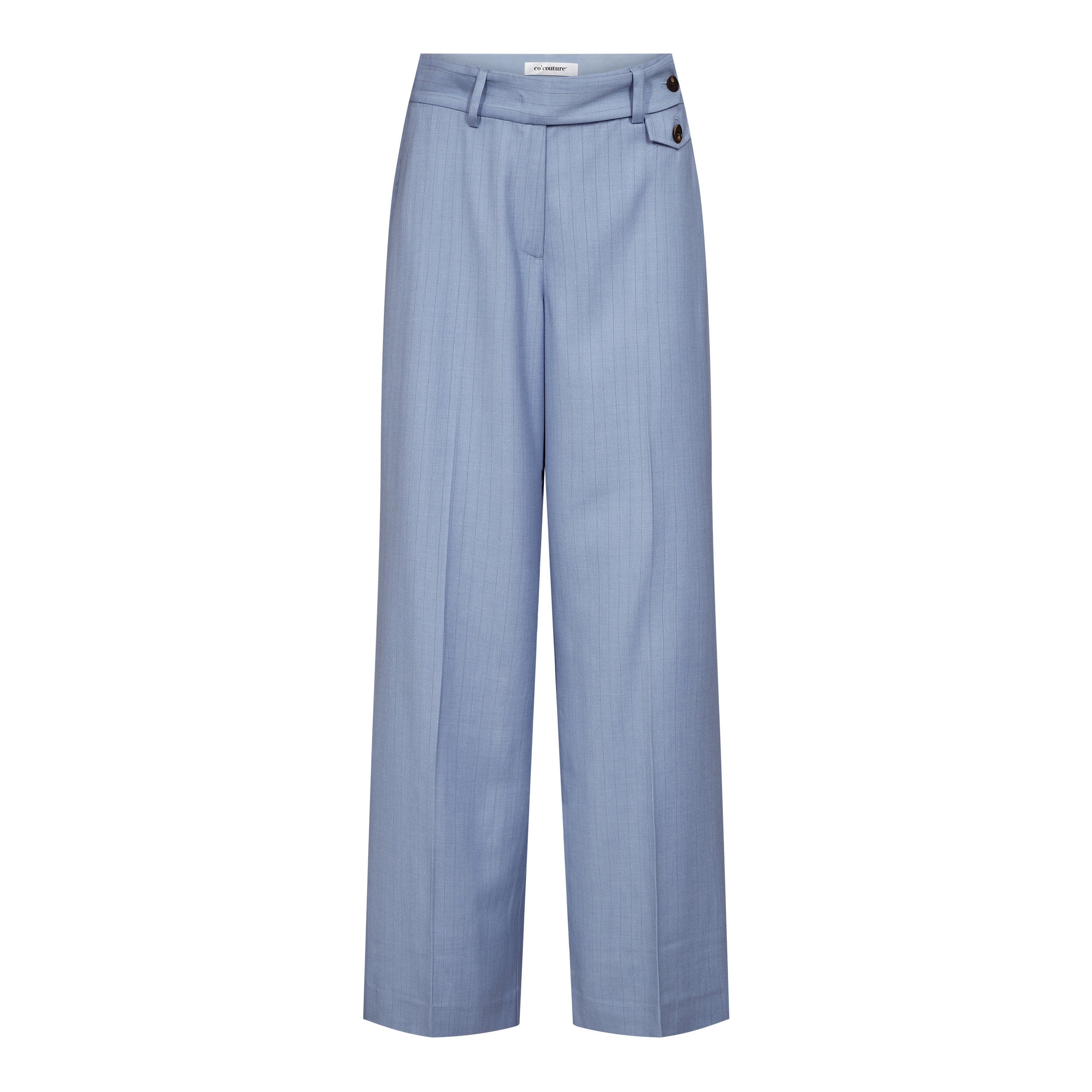 Pinstripe Tailored Trousers – Pale Blue | Co'Couture