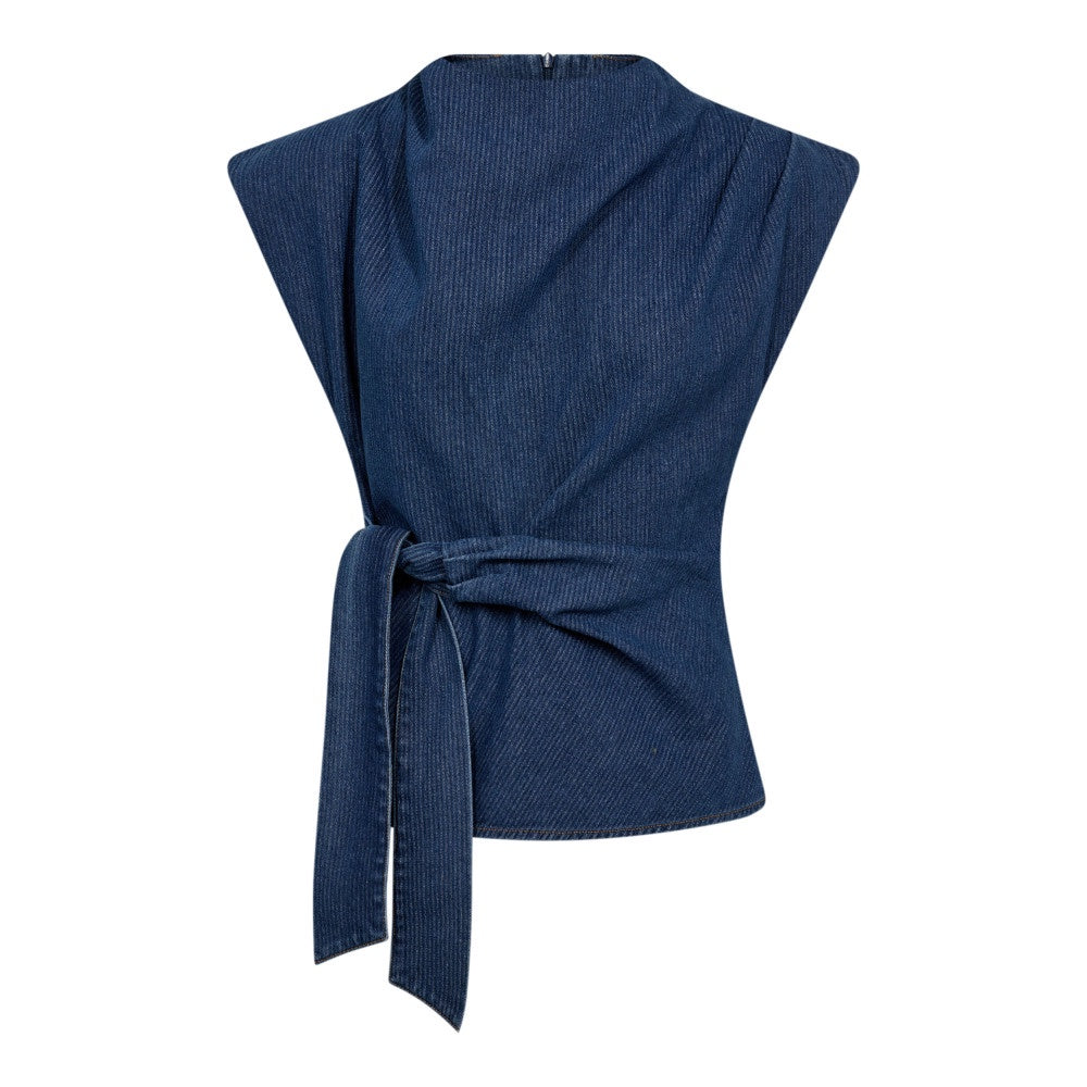 KimmyCC – Pleat Top in Dark Denim
