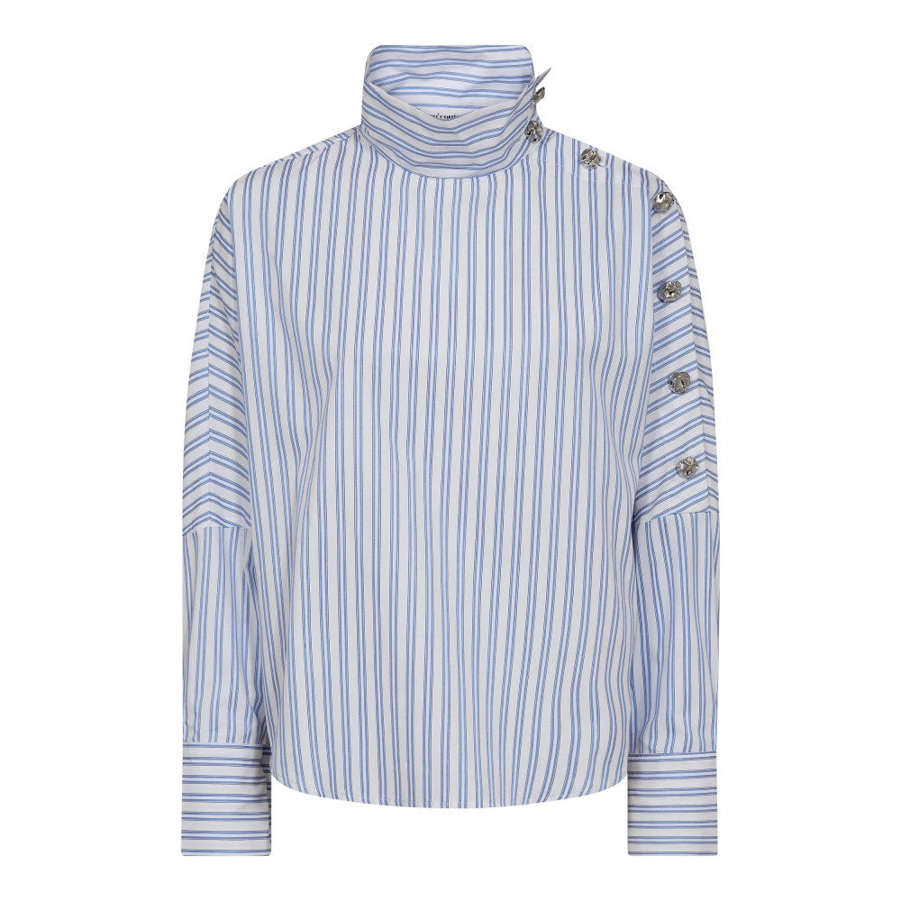 DevinCC – Asymmetric Button Blouse in Blue