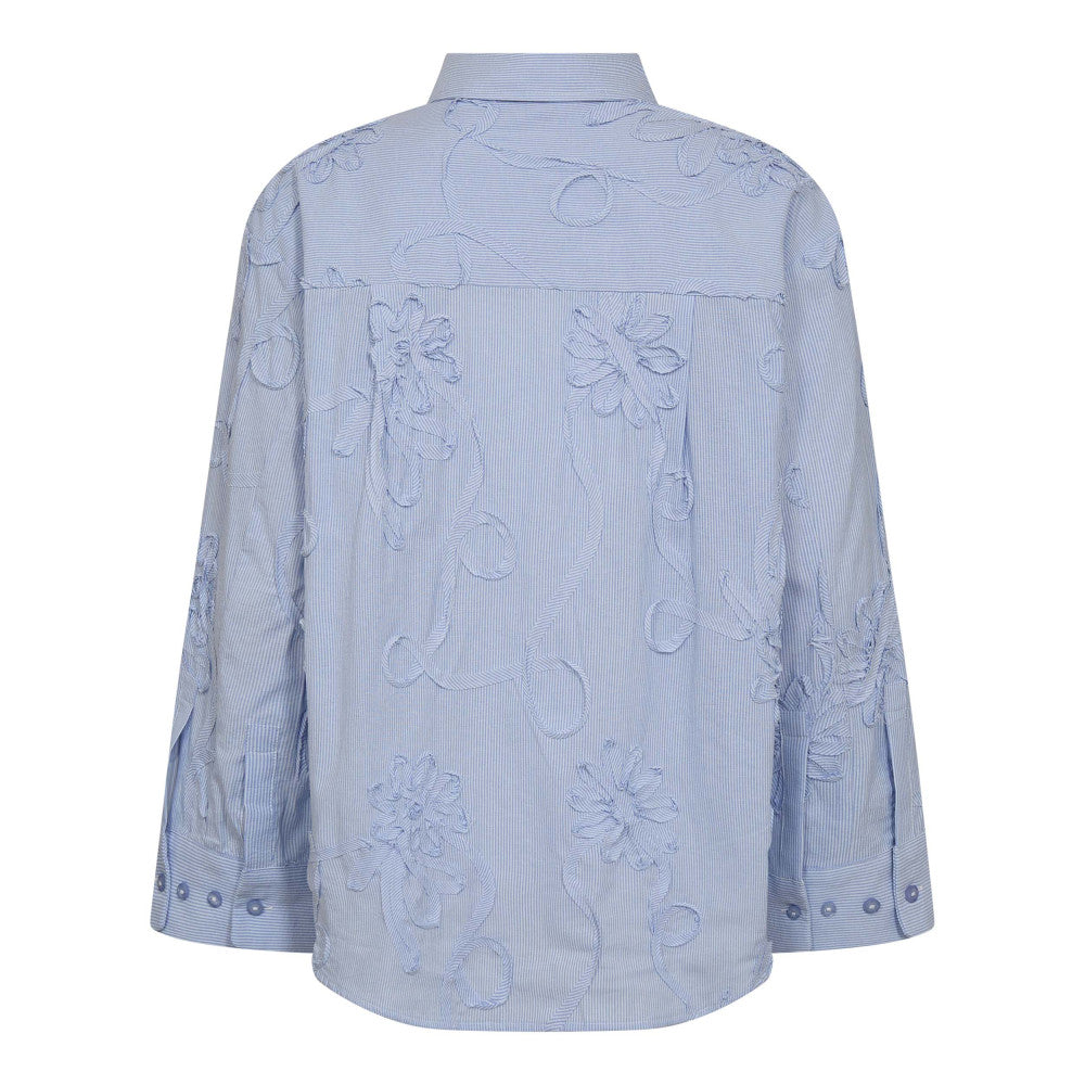 Stripe Flower Shirt in Pale Blue - XavierCC