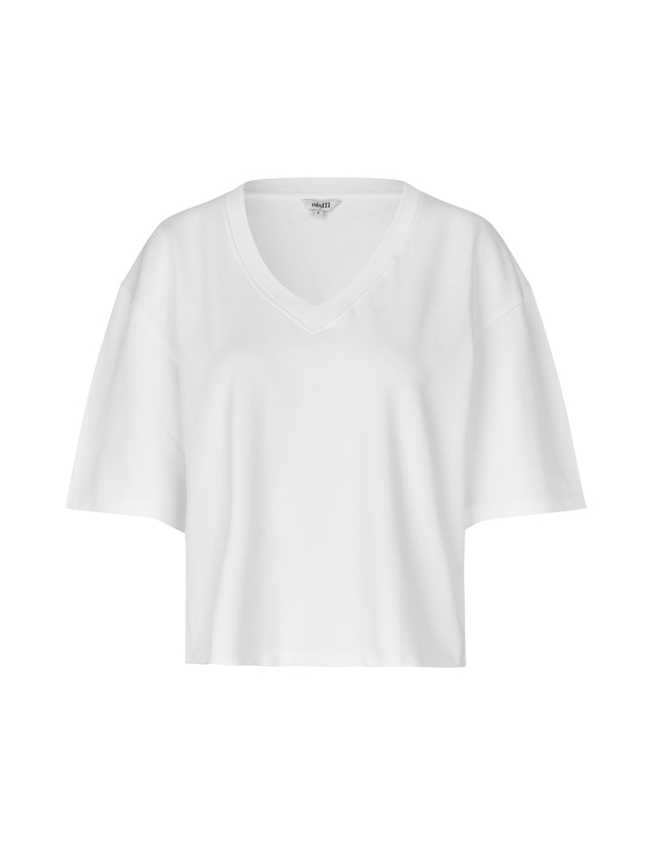 White Oversized V-Neck T-Shirt – mbyM