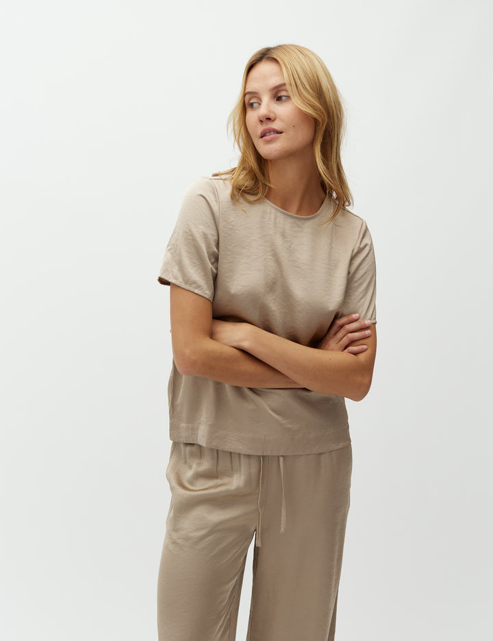 Sand Grey Viscose Blend Blouse – mbyM