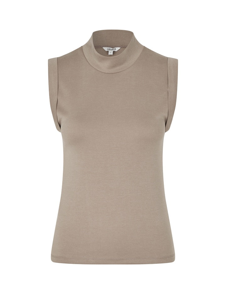 Maggi-M Sleeveless Turtleneck Top – Timber Wolf