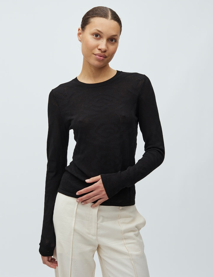 Black Long Sleeve Knit Top – mbyM