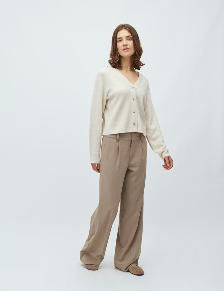 Asato-M – Cardigan with V-Neck Drop Back in Sugar Melange