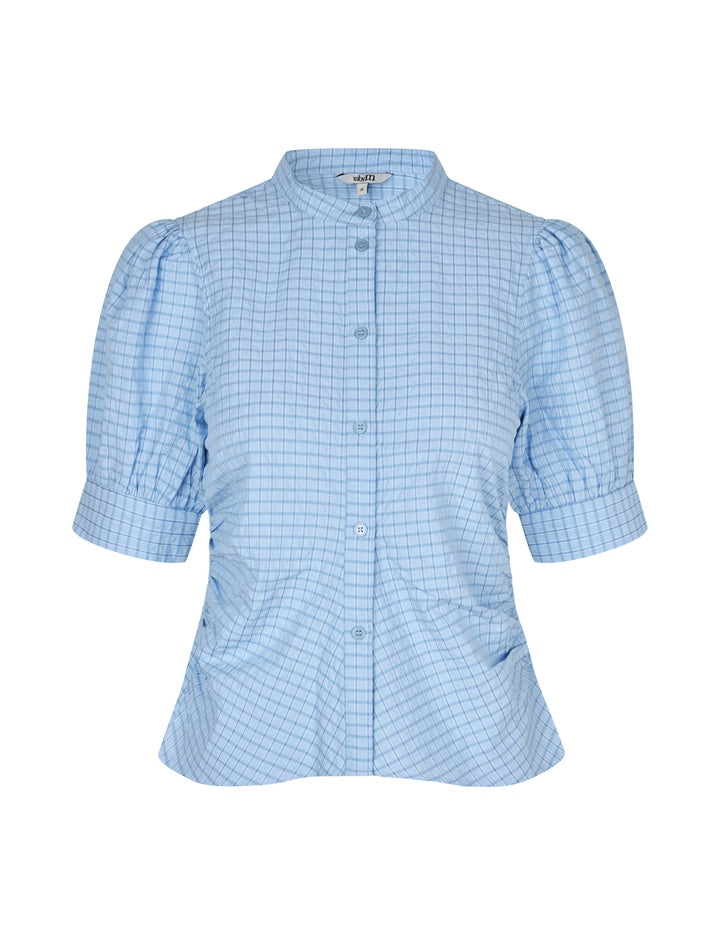 Felia-M Puff Sleeve Shirt – Light Blue Kiwa Check