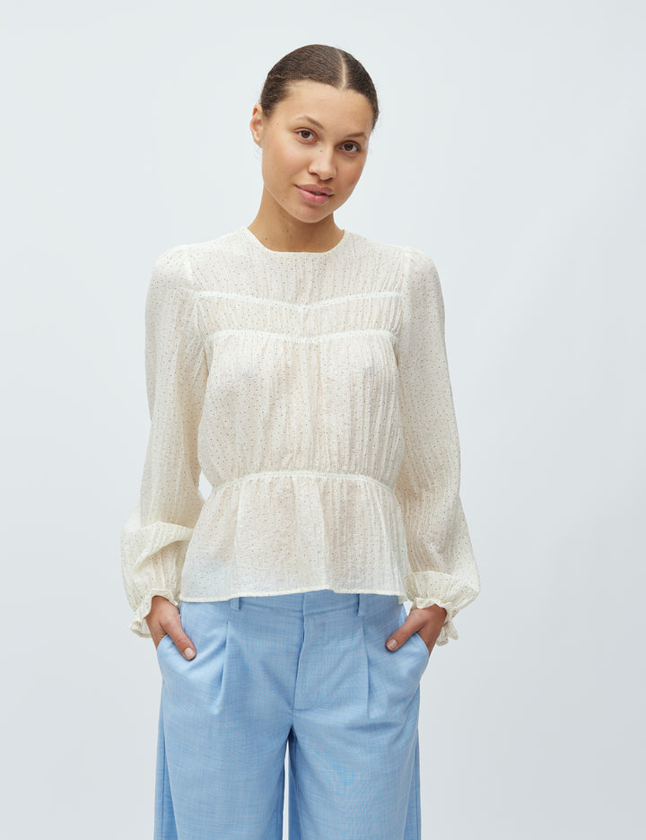 Clarise-M Smock Top – Sugar Black Dot