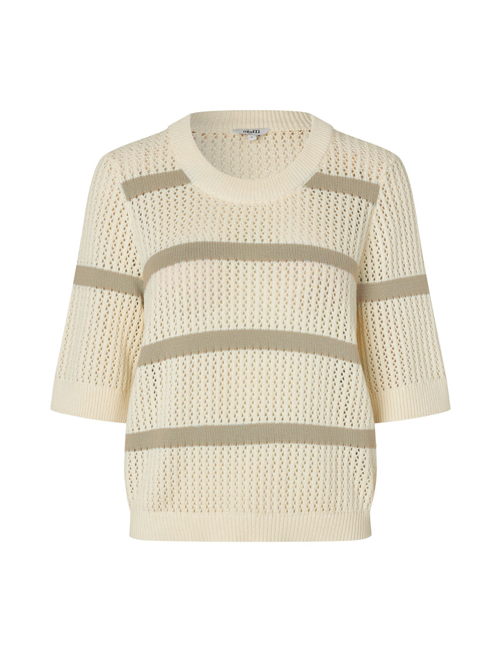 Light Sand Stripe Cotton Knit Sweater – mbyM