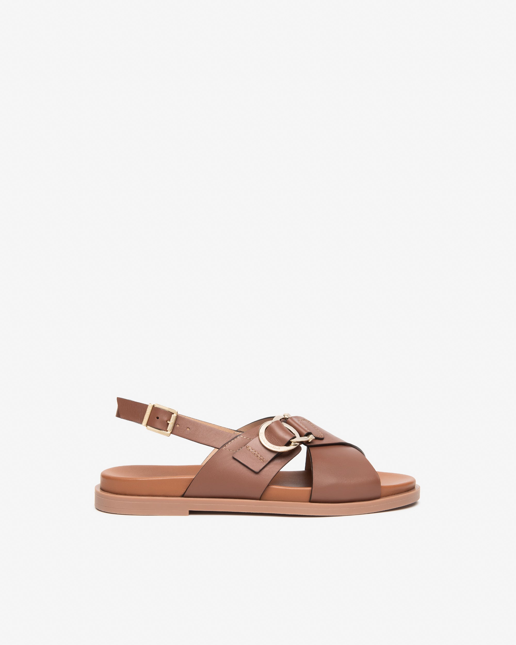Terralba Women's Leather Flat Sandals NeroGiardini