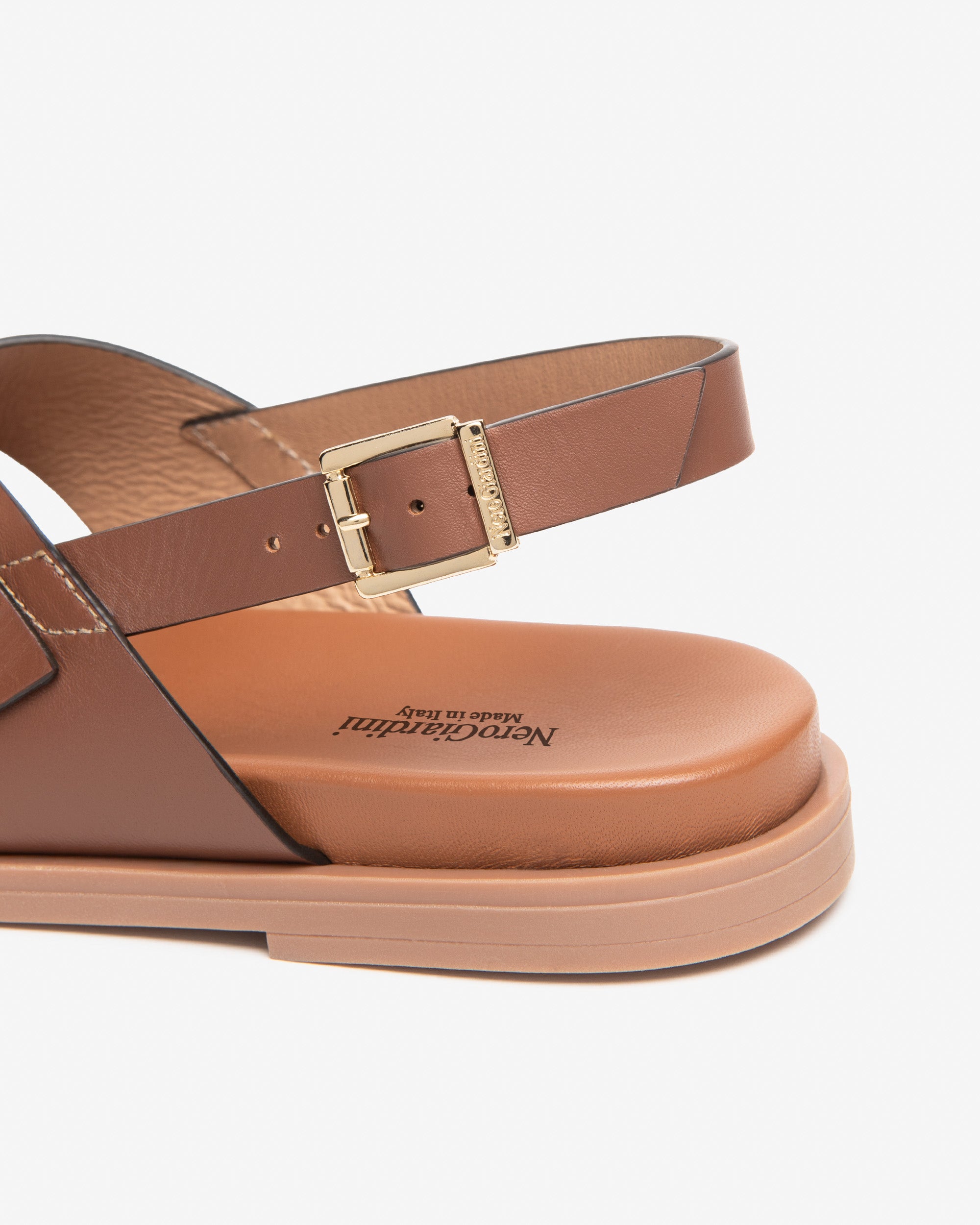 Terralba Women's Leather Flat Sandals NeroGiardini
