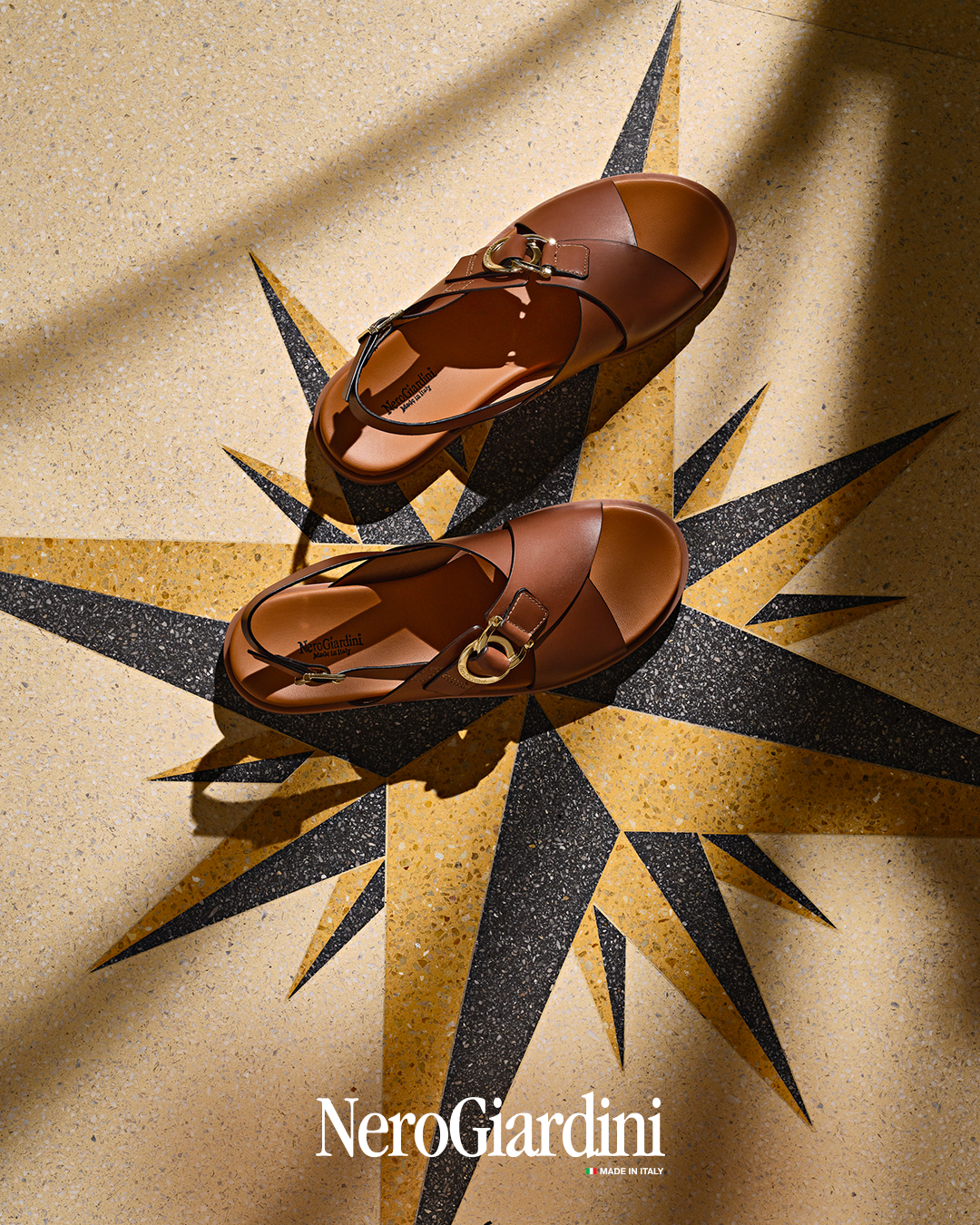 Terralba Women's Leather Flat Sandals NeroGiardini