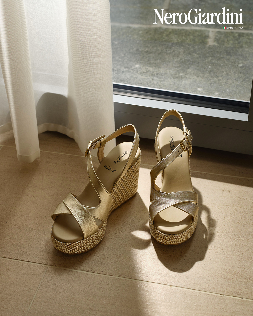 Women's Leather Wedge Sandals NeroGiardini
