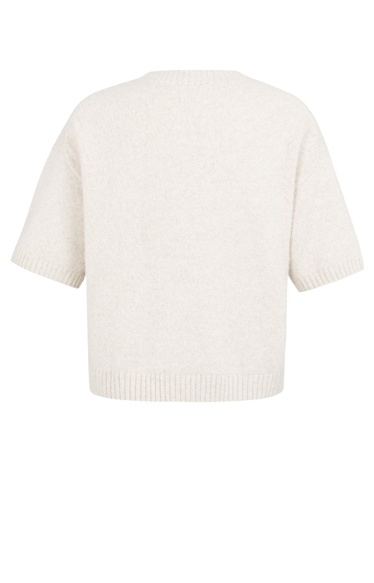 Short Sleeve Alpaca Sweater in Heather Grey Melange