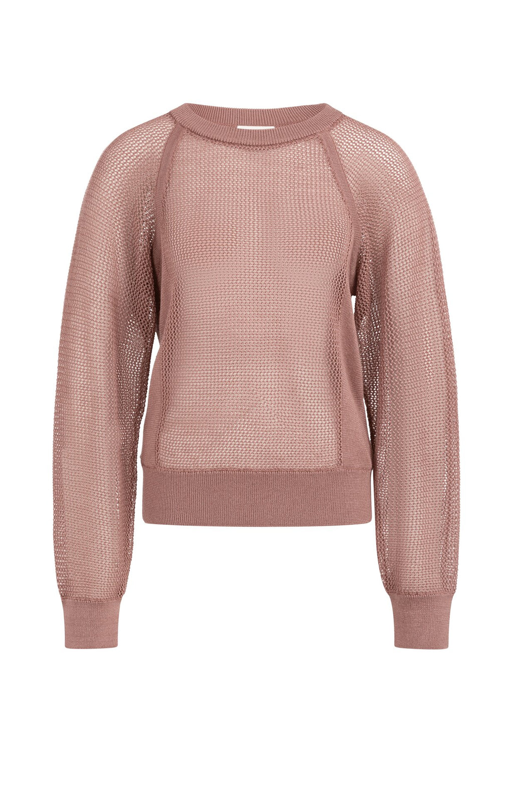 Mesh-Stitch Knitted Sweater with Raglan Sleeves Yaya