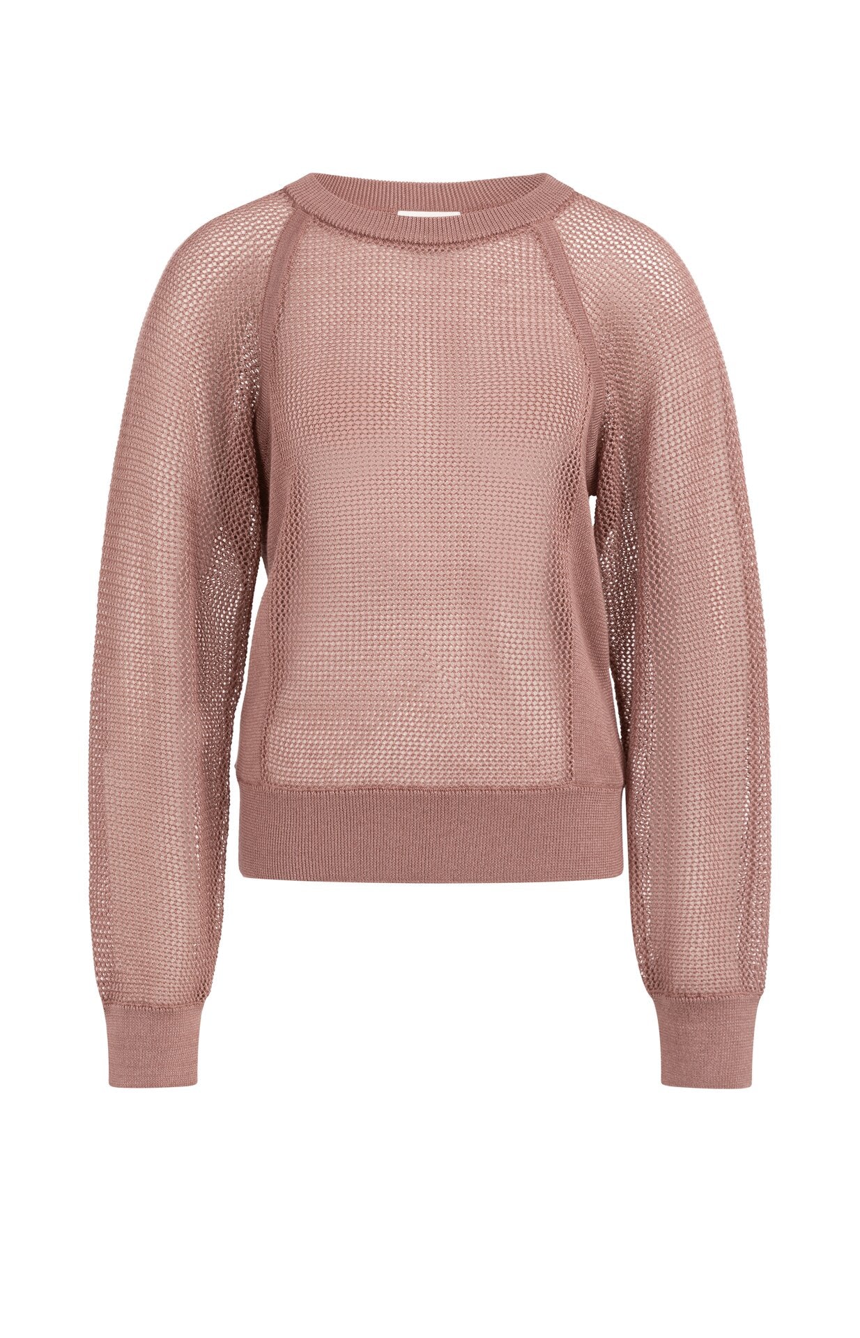 Mesh-Stitch Knitted Sweater with Raglan Sleeves Yaya