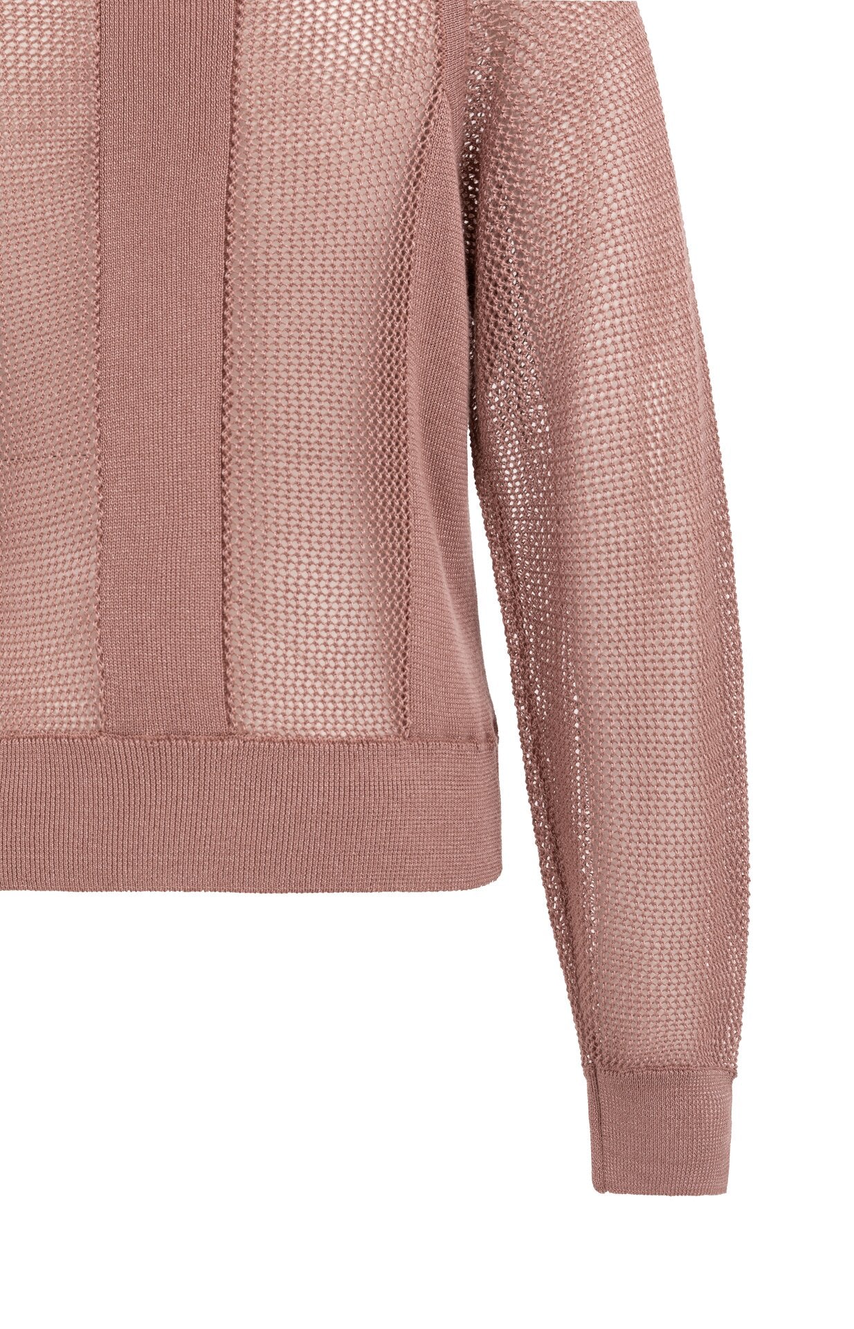 Mesh-Stitch Knitted Sweater with Raglan Sleeves Yaya