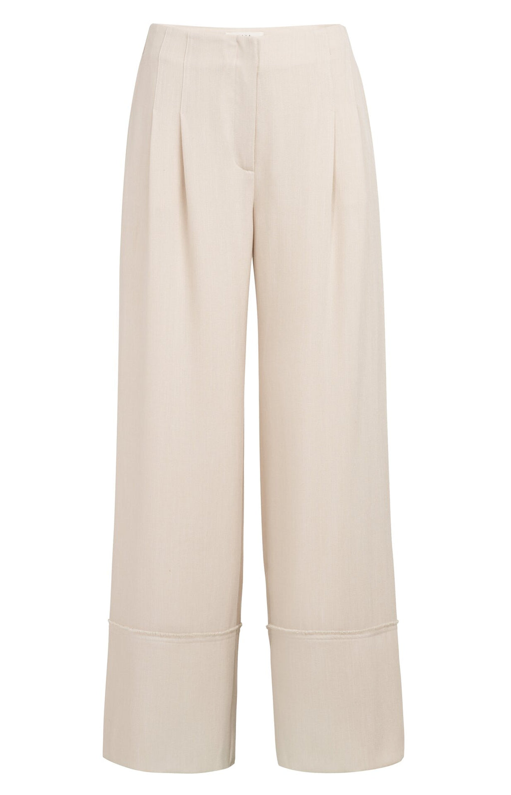 Linen Blend Trousers with Wide Legs and Fringed Details Yaya