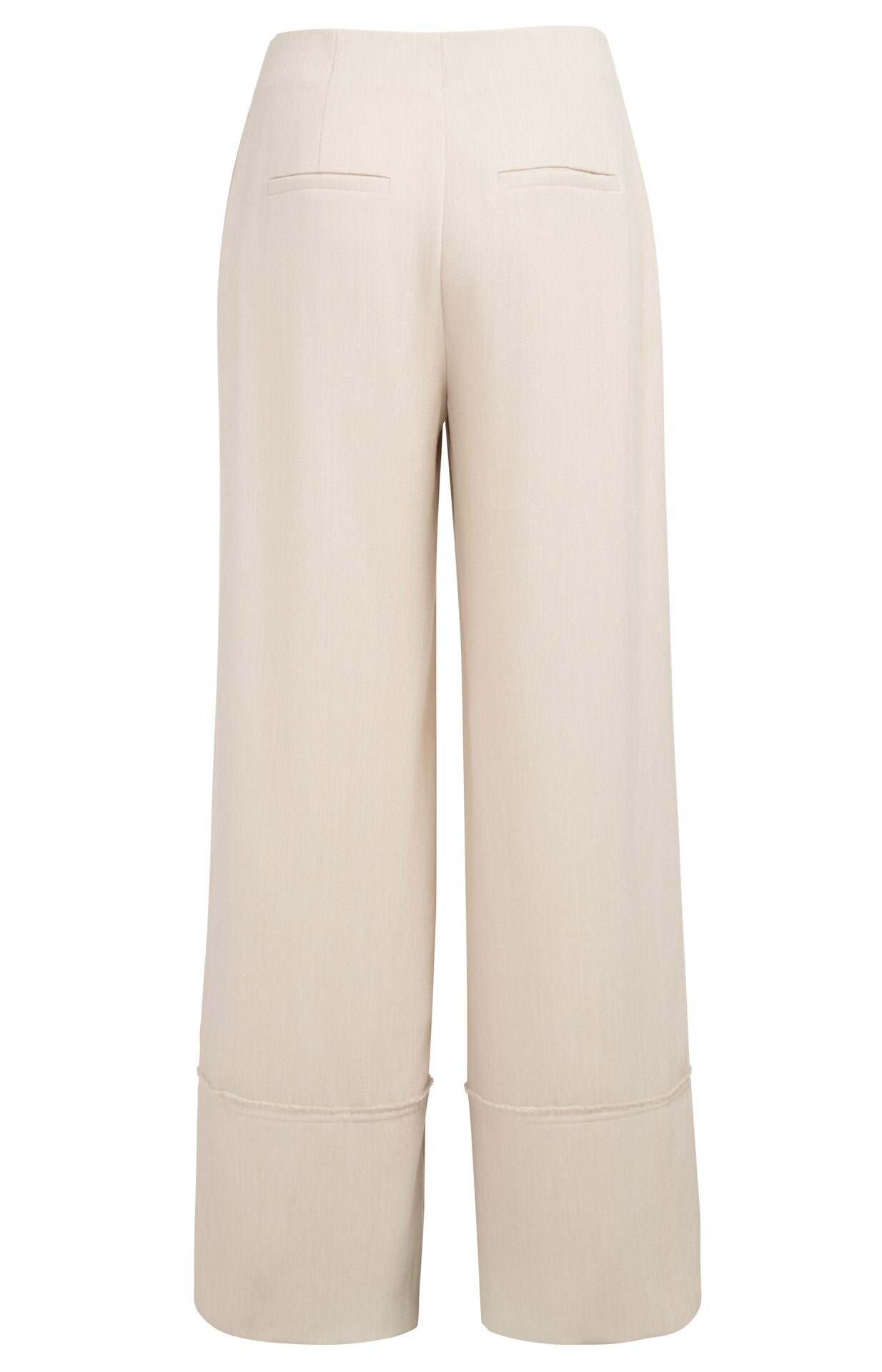 Linen Blend Trousers with Wide Legs and Fringed Details Yaya