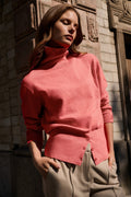 High Neck Knitted Sweater with Button Details