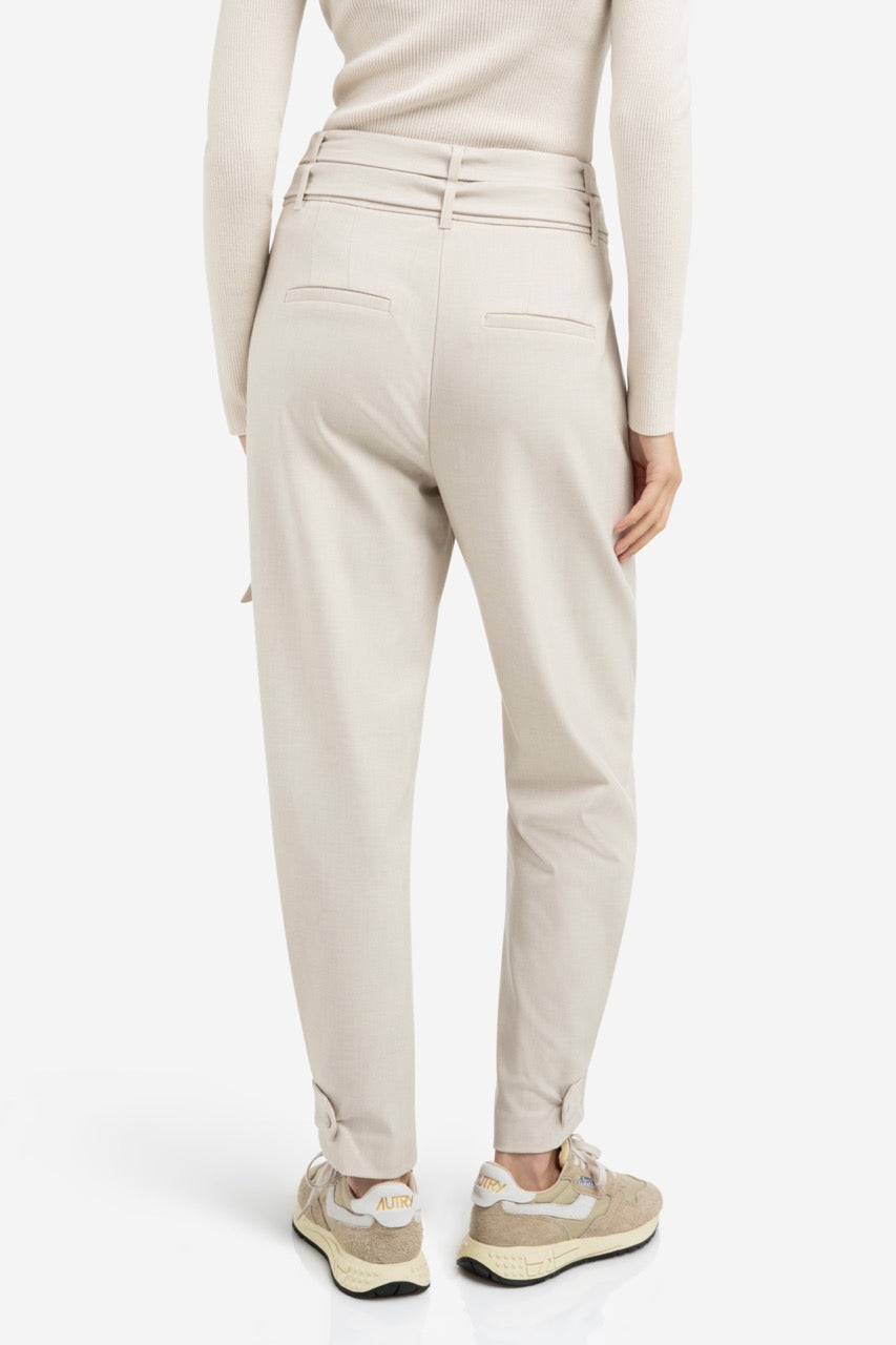 Loose Fit Trousers – Double Belt Detail in Kit Beige