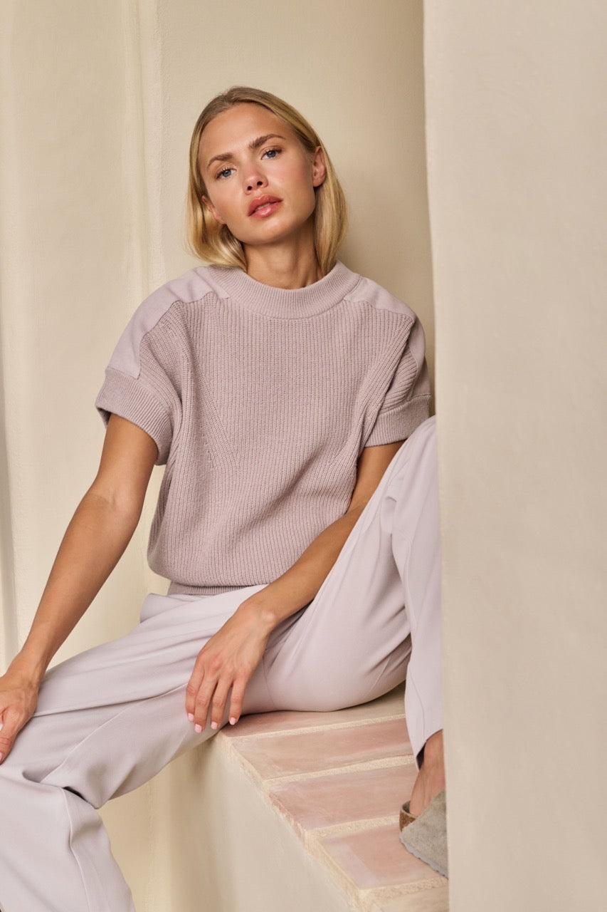 Knitted Top with Shoulder Details – Mauve Purple | YAYA
