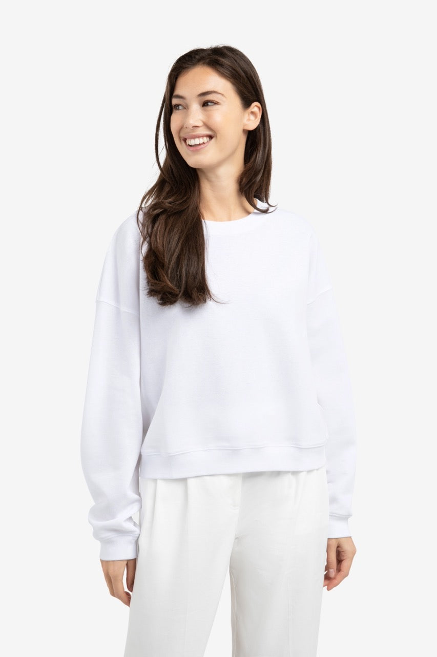 White Oversized Crew Neck Sweatshirt – YAYA