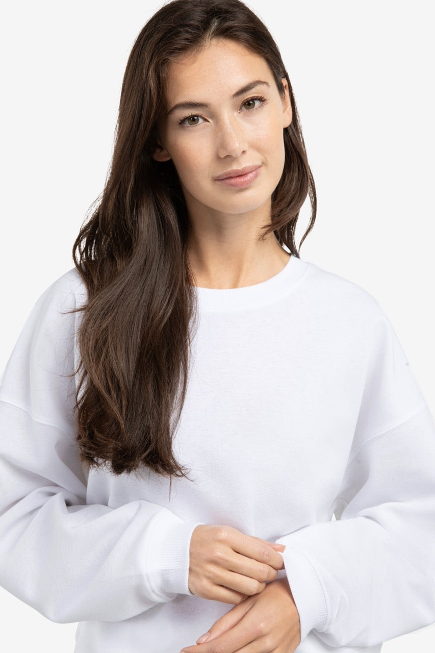 White Oversized Crew Neck Sweatshirt – YAYA