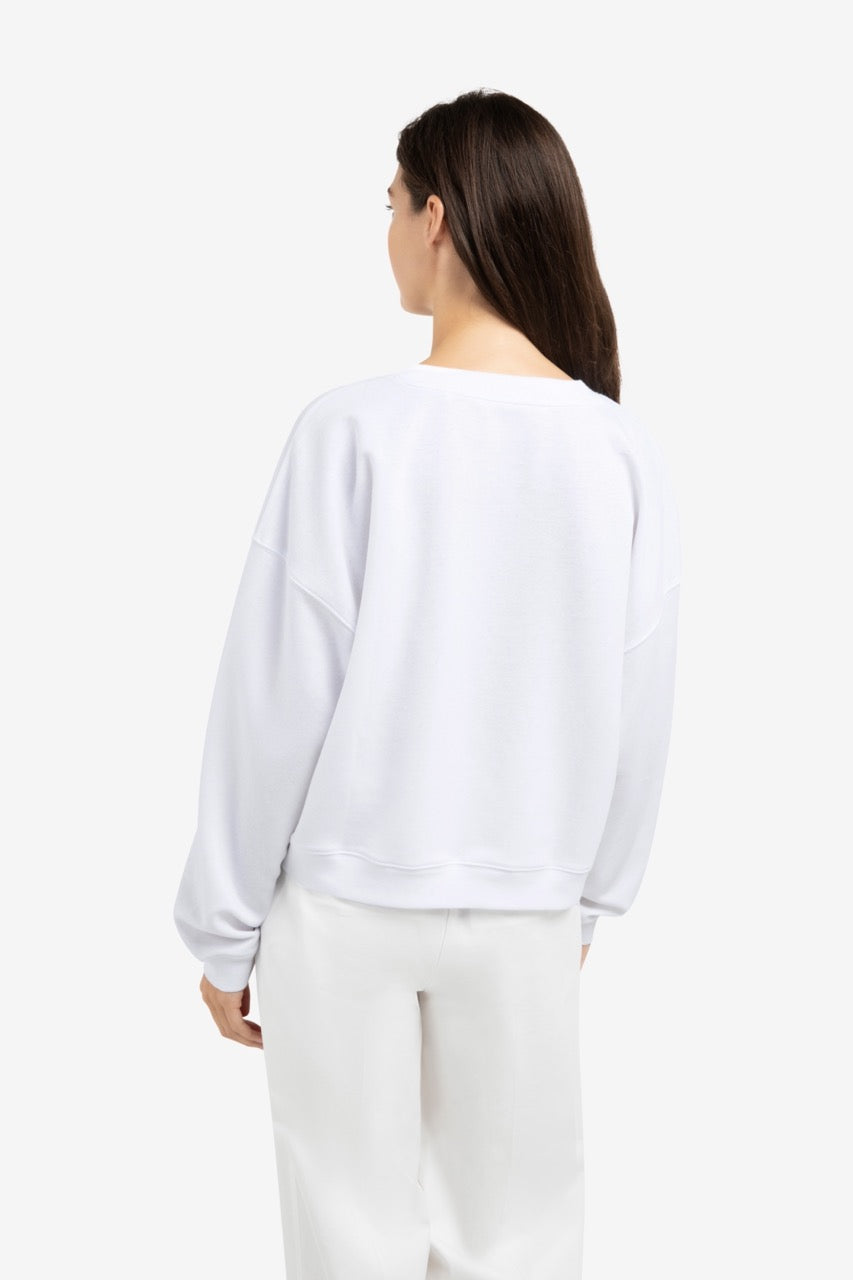 White Oversized Crew Neck Sweatshirt – YAYA