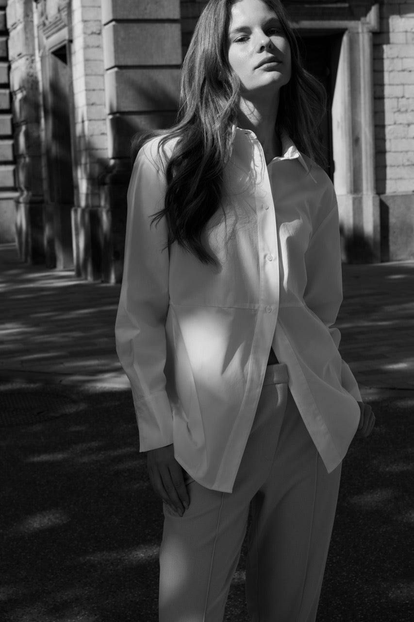 A-Line Poplin Blouse in Pure White