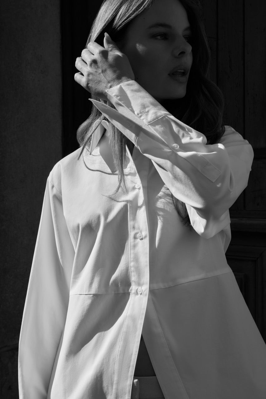 A-Line Poplin Blouse in Pure White
