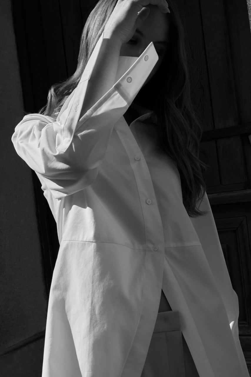 A-Line Poplin Blouse in Pure White