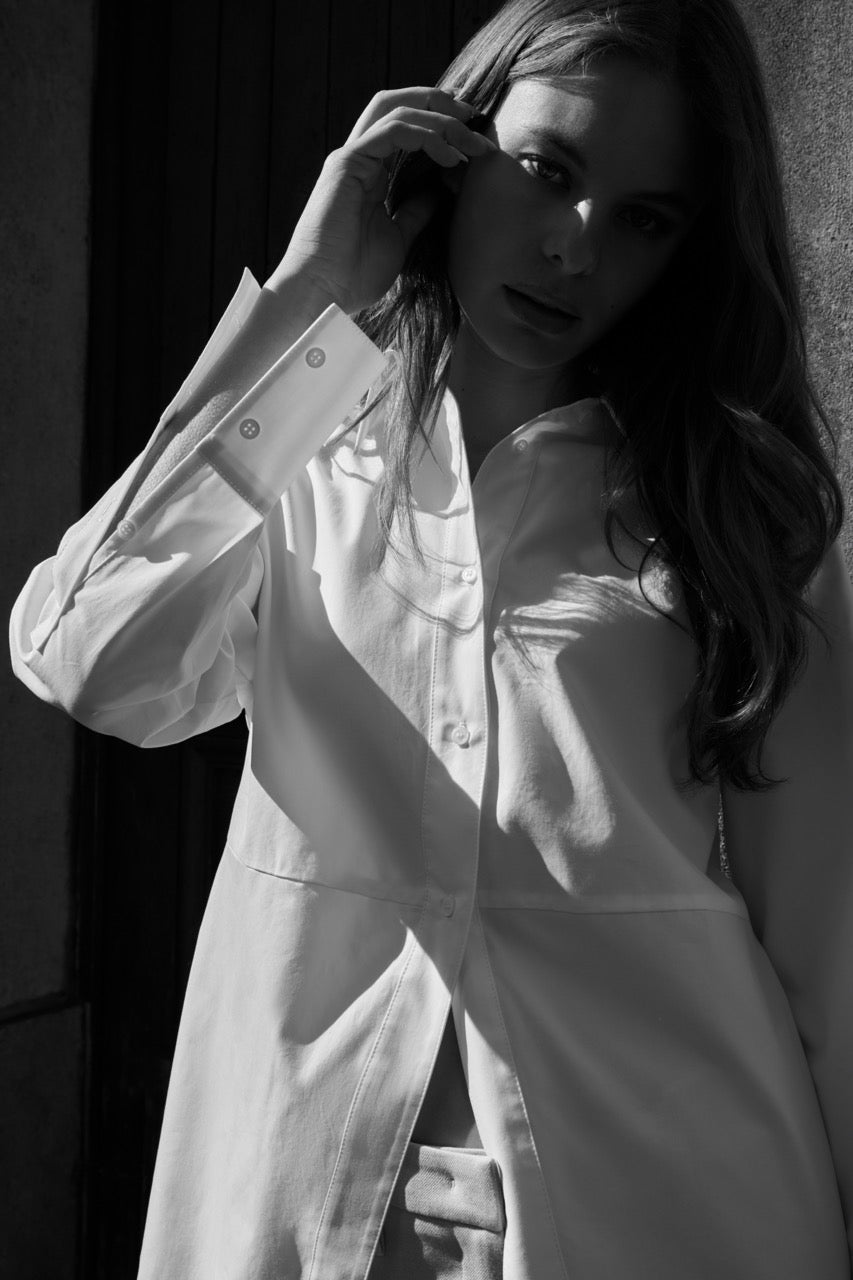 A-Line Poplin Blouse in Pure White