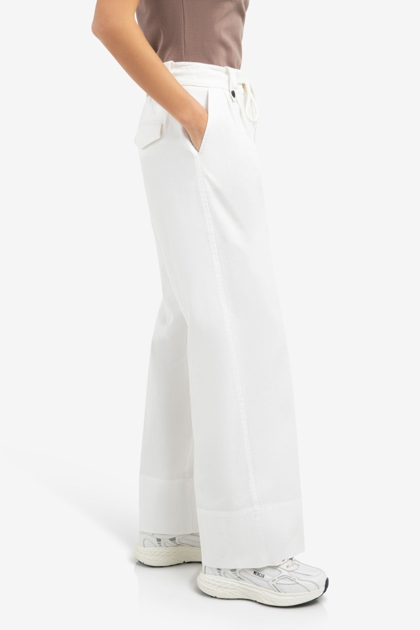 Off White Pleated Wide Leg Trousers – YAYA