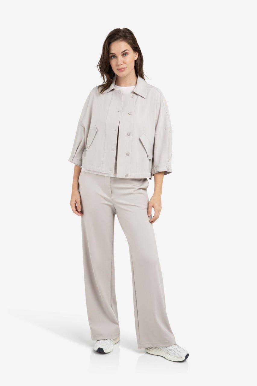 Mauve Wide Leg Jersey Trousers – YAYA