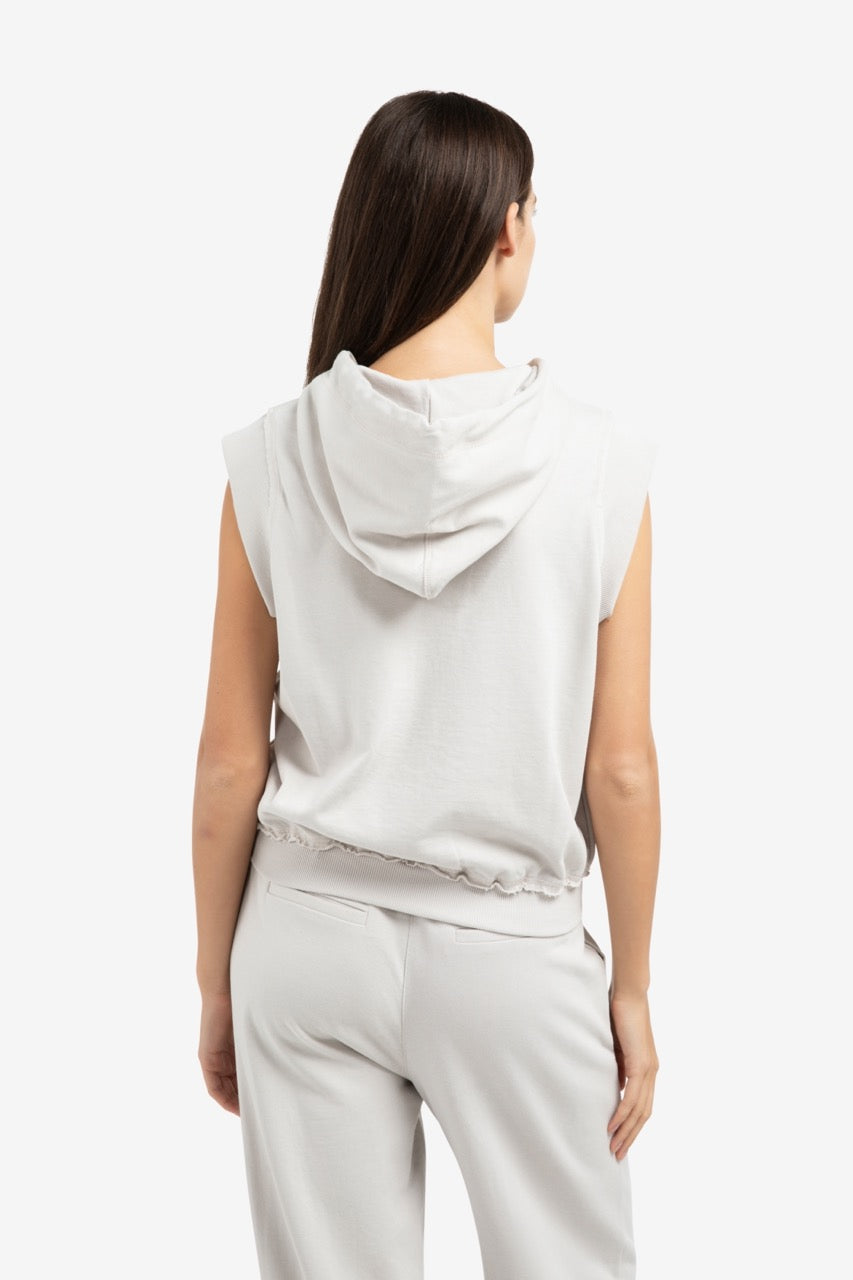 Sleeveless Hoodie with Drawstrings – Temple Gray | YAYA