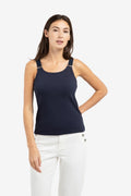 Navy Ribbed Ring Strap Singlet – YAYA