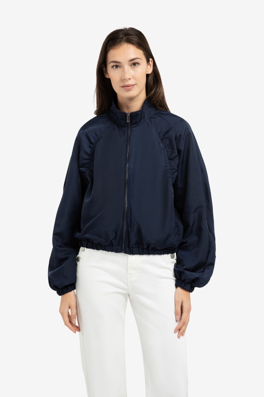 Navy Oversized Pleated Sleeve Jacket – YAYA