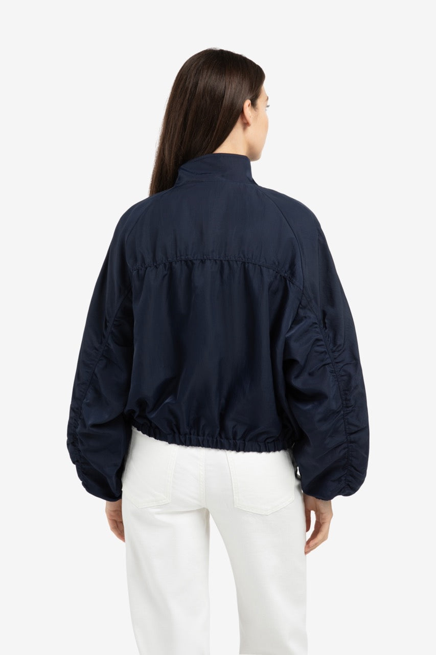 Navy Oversized Pleated Sleeve Jacket – YAYA
