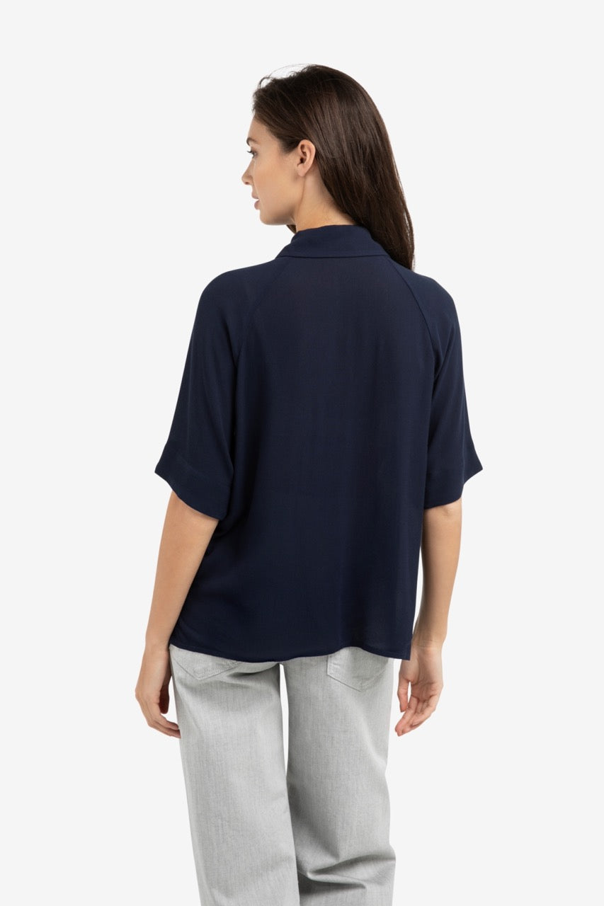 YAYA Pearl Detail Raglan Sleeve Top – Navy Blazer Blue
