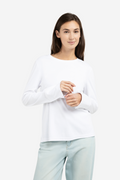 YY – Jersey Top with Long Sleeves and Woven Cuffs in Pure White
