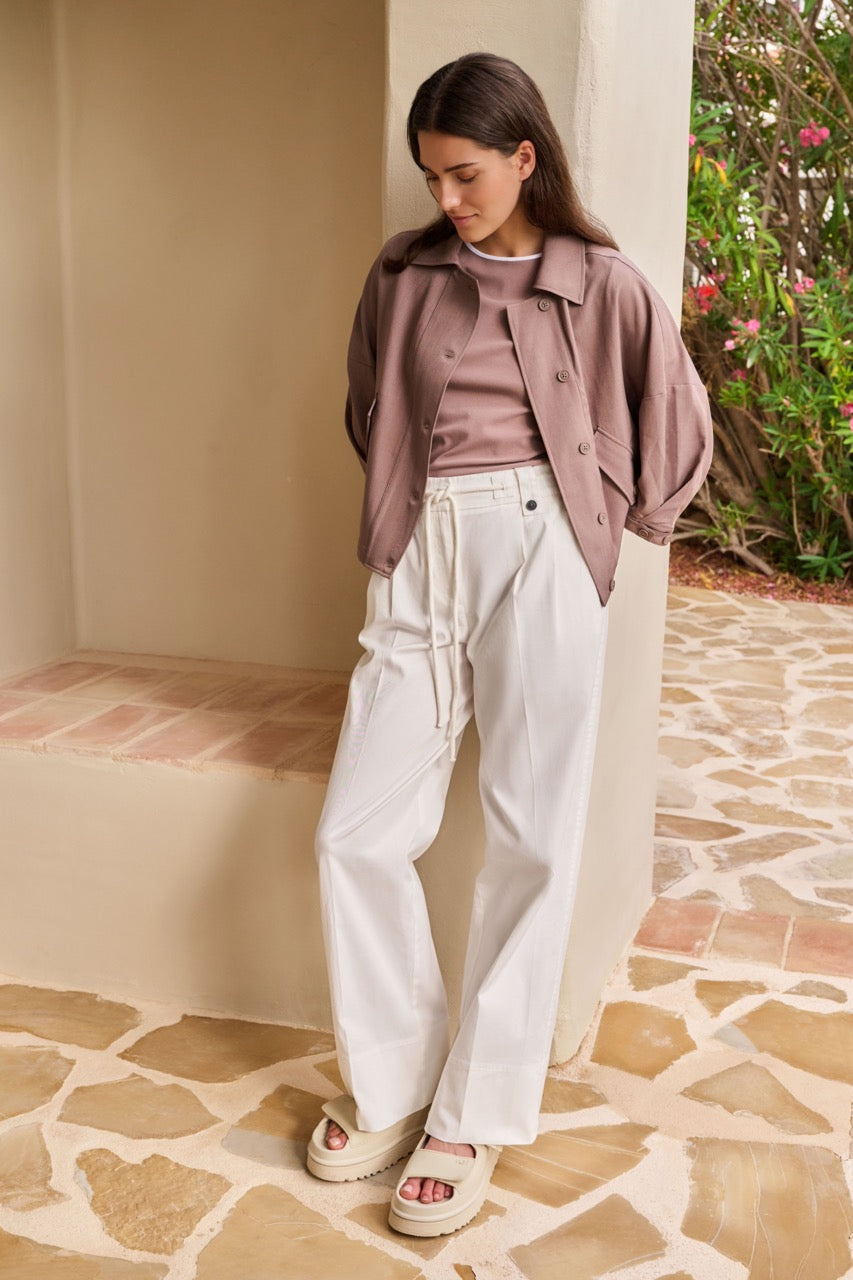 Contrast Trim T-Shirt – Deep Taupe Brown | YAYA