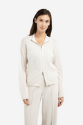 YA – Knitted Cardigan with High Neck and Zipper in Kit Beige