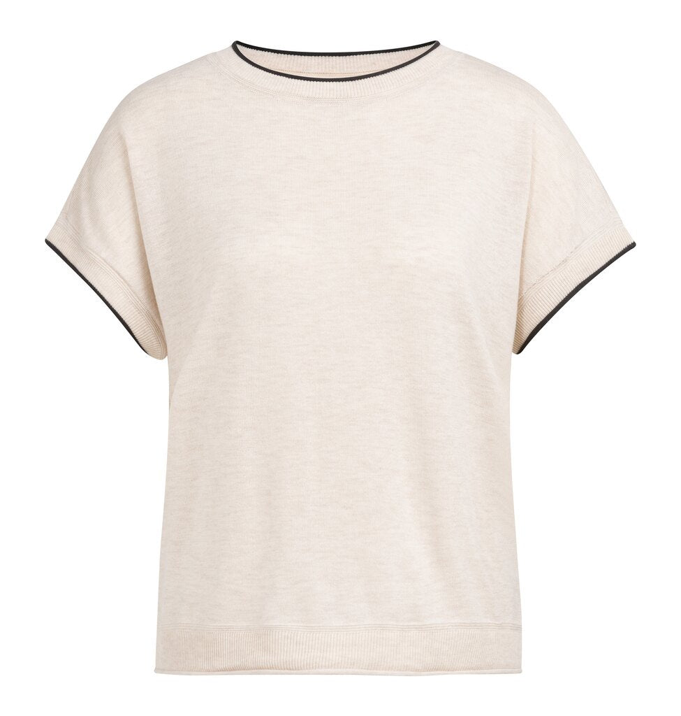 Knitted Top with Short Sleeves and Rolled Edges – YAYA