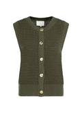 Sleeveless Textured Cardigan with Gold-tone Buttons – YAYA