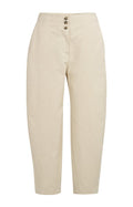 High Waist Barrel Trousers with Button Detail, Warm Dust Sand – YAYA
