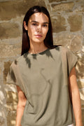 Top with Sheer Short Sleeves and Crew Neck – YAYA