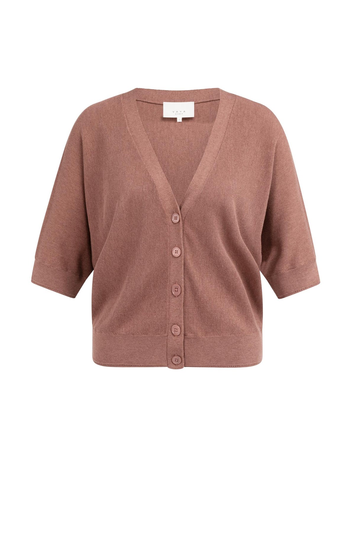 Batwing Cardigan with Short Sleeves and Button Closure Yaya