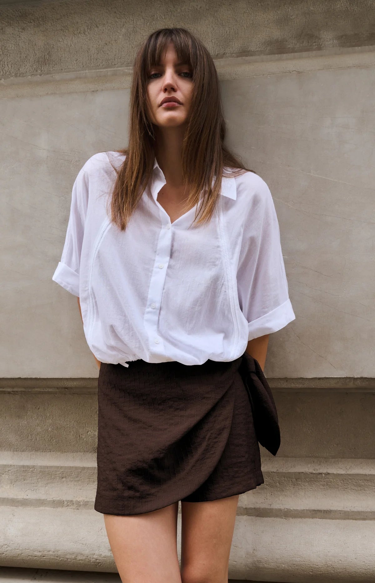 Blouse with wide sleeves and braided details Yaya